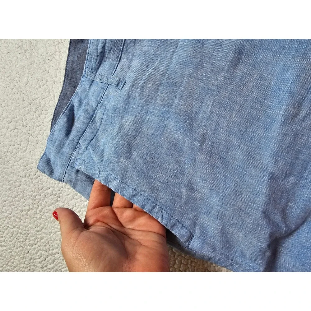1901 Mens Slim Fit 100% Linen Shorts Light Blue 36 R Summer Chino